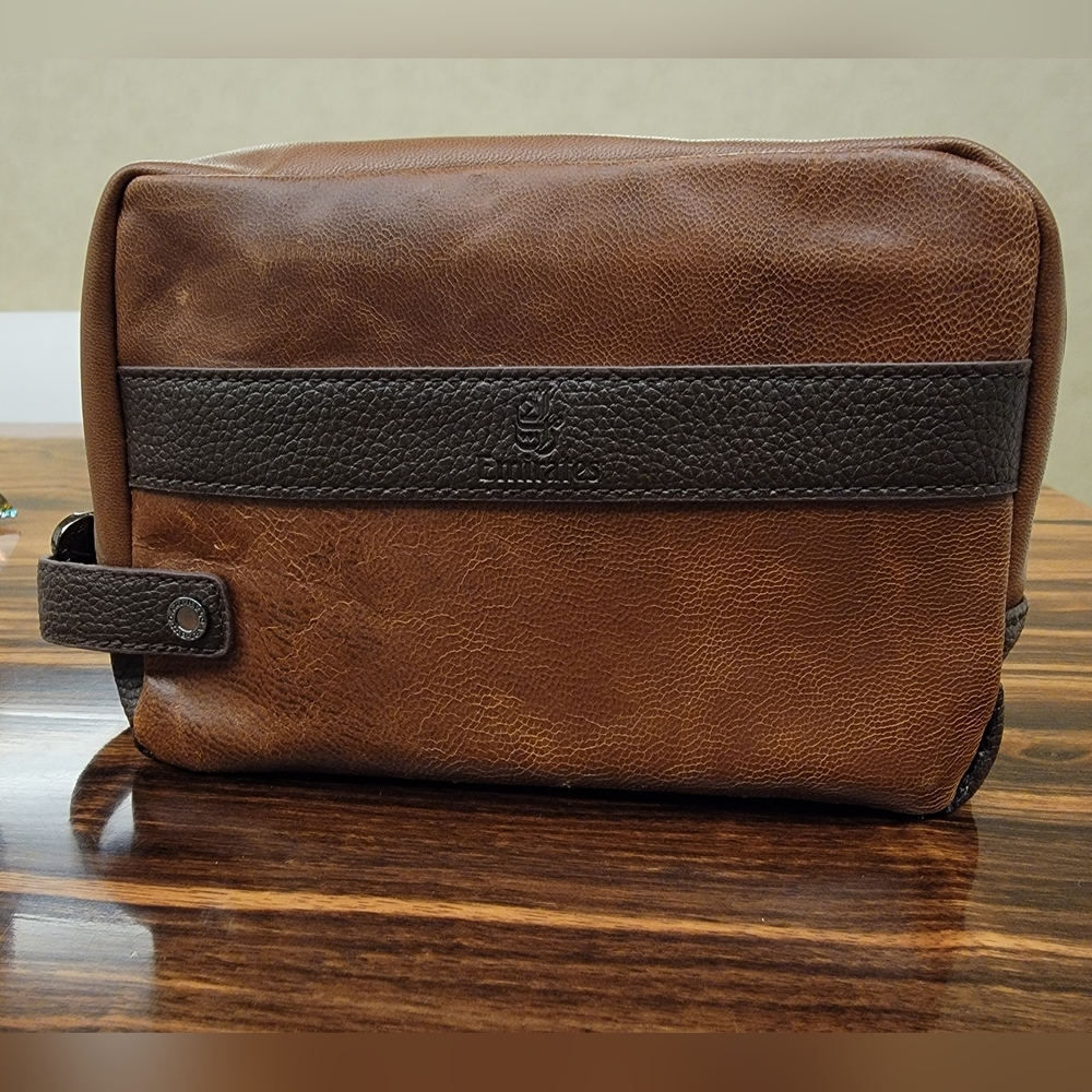 QTY 2 - NEW Emirates Bulgari First Class Leather Amenity Kit